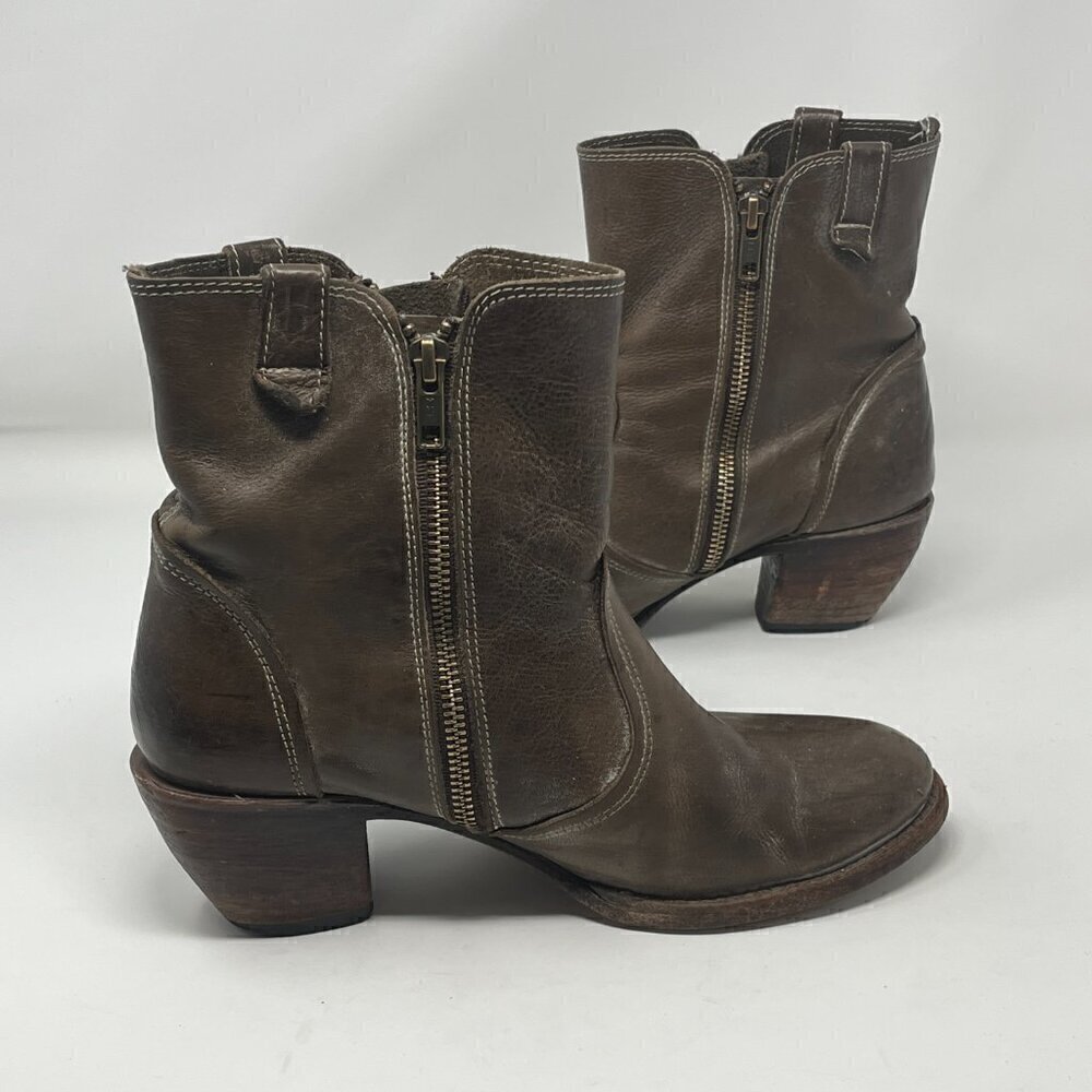 Freebird Austin double-zip leather ankle booties pre-worn 9 grey brown - Picture 9 of 15